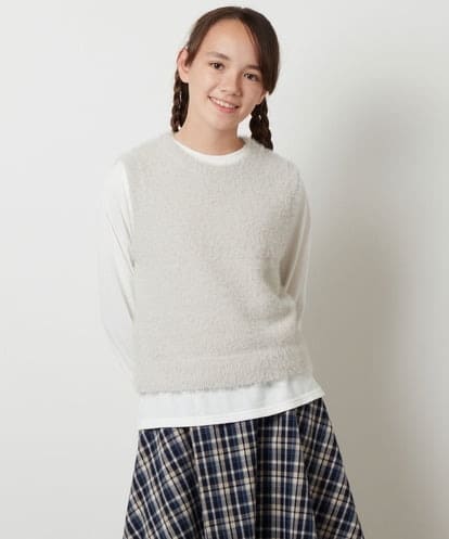 KJFKS44039 a.v.v KIDS [100-130]【2点セット】フェザーヤーンニットベストセット
