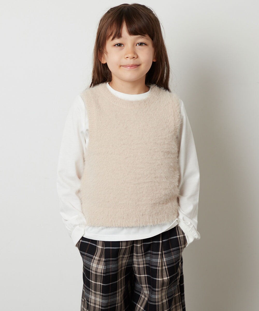 KJFKT44044 a.v.v KIDS(アー・ヴェ・ヴェ) [140-150]【2点セット】フェザーヤーンニットベストセット ライトグレー