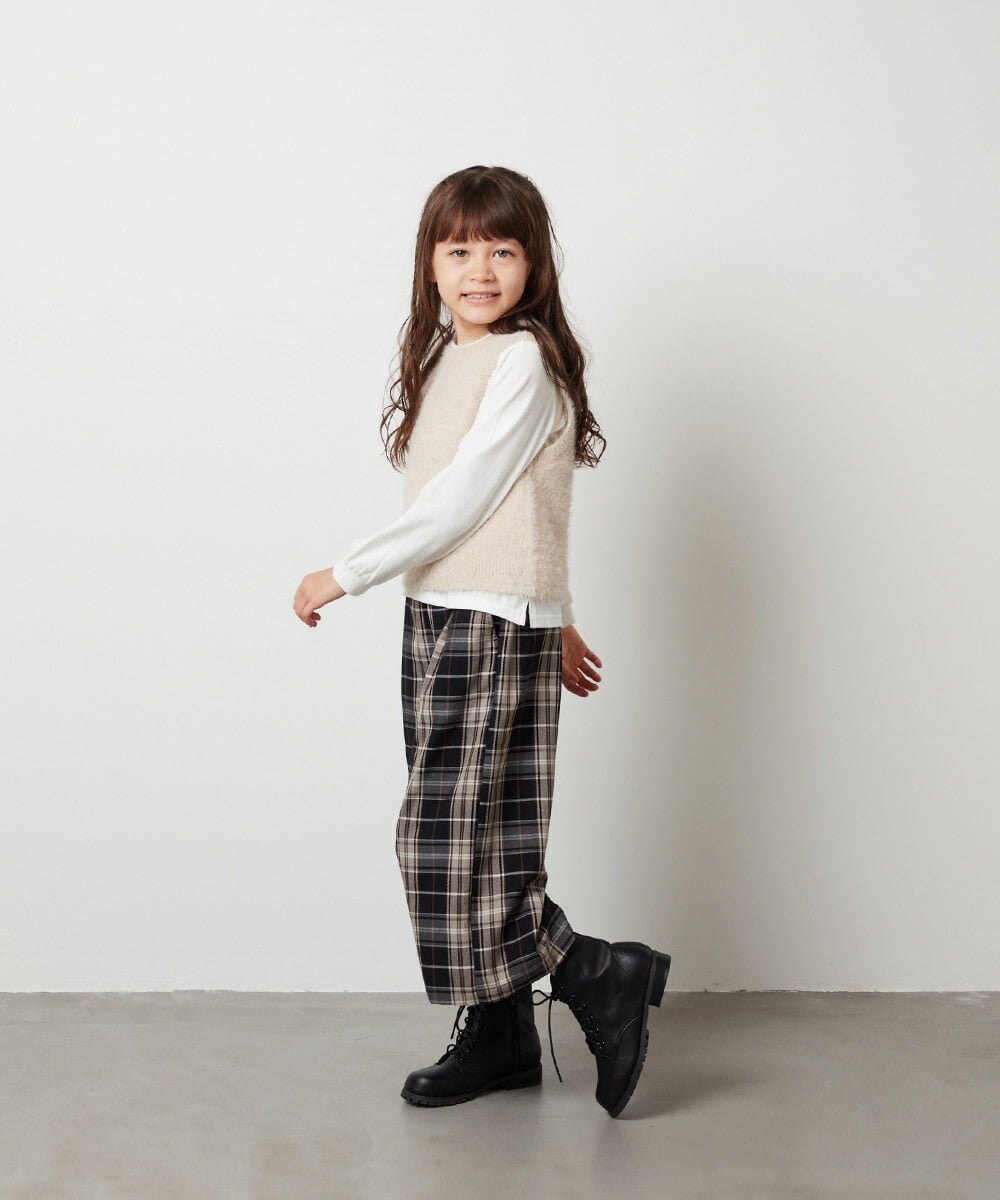 KJFKT44044 a.v.v KIDS(アー・ヴェ・ヴェ) [140-150]【2点セット】フェザーヤーンニットベストセット ライトグレー