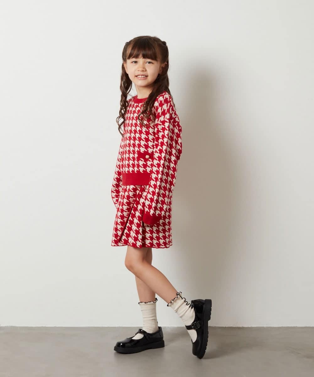 KJFKU42039 a.v.v KIDS(アー・ヴェ・ヴェ) [160]千鳥柄ジャカードニットプルオーバー ライトブルー