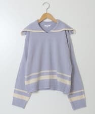 KJFKU43039 a.v.v KIDS(アー・ヴェ・ヴェ) [160]ライン入りセーラーカラーニット ライトブルー