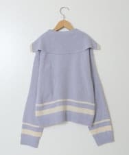 KJFKU43039 a.v.v KIDS(アー・ヴェ・ヴェ) [160]ライン入りセーラーカラーニット ライトブルー