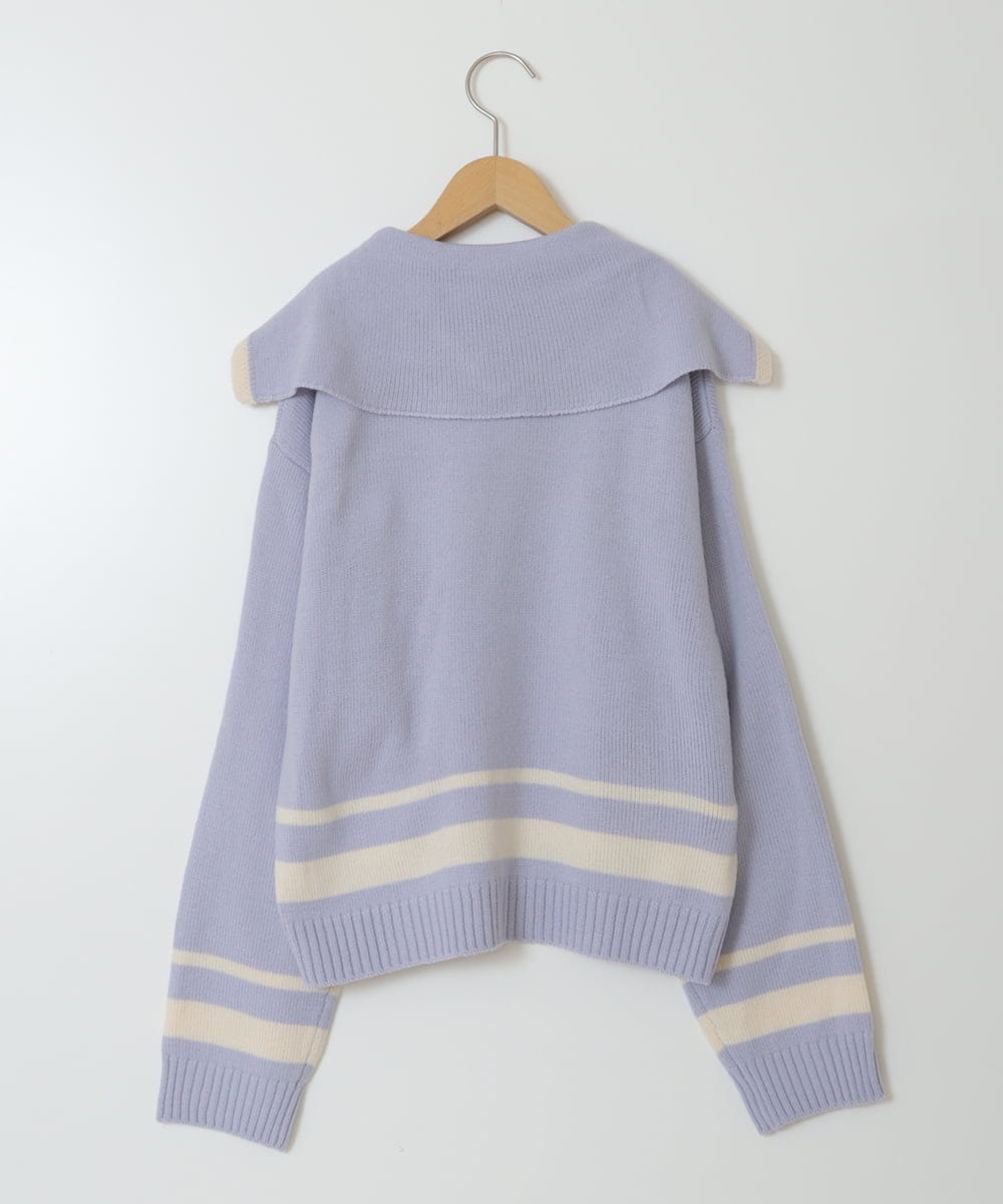 KJFKU43039 a.v.v KIDS(アー・ヴェ・ヴェ) [160]ライン入りセーラーカラーニット ライトブルー