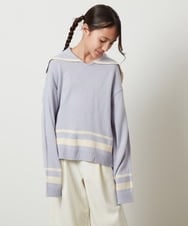 KJFKU43039 a.v.v KIDS(アー・ヴェ・ヴェ) [160]ライン入りセーラーカラーニット アイボリー