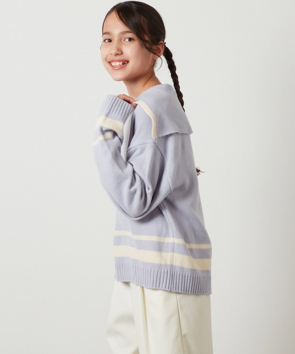 KJFKU43039 a.v.v KIDS(アー・ヴェ・ヴェ) [160]ライン入りセーラーカラーニット アイボリー