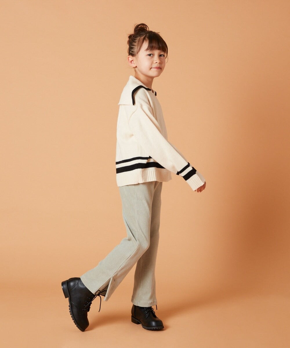 KJFKU43039 a.v.v KIDS(アー・ヴェ・ヴェ) [160]ライン入りセーラーカラーニット アイボリー