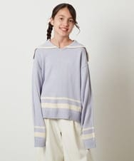 KJFKU43039 a.v.v KIDS(アー・ヴェ・ヴェ) [160]ライン入りセーラーカラーニット アイボリー