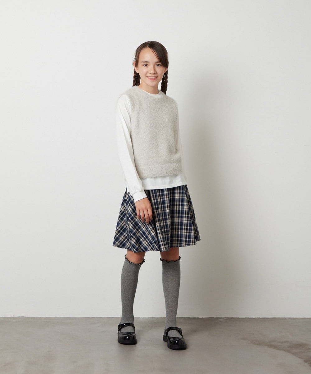 KJFKU44049 a.v.v KIDS(アー・ヴェ・ヴェ) [160]【2点セット】フェザーヤーンニットベストセット ベージュ