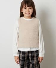 KJFKU44049 a.v.v KIDS(アー・ヴェ・ヴェ) [160]【2点セット】フェザーヤーンニットベストセット ベージュ
