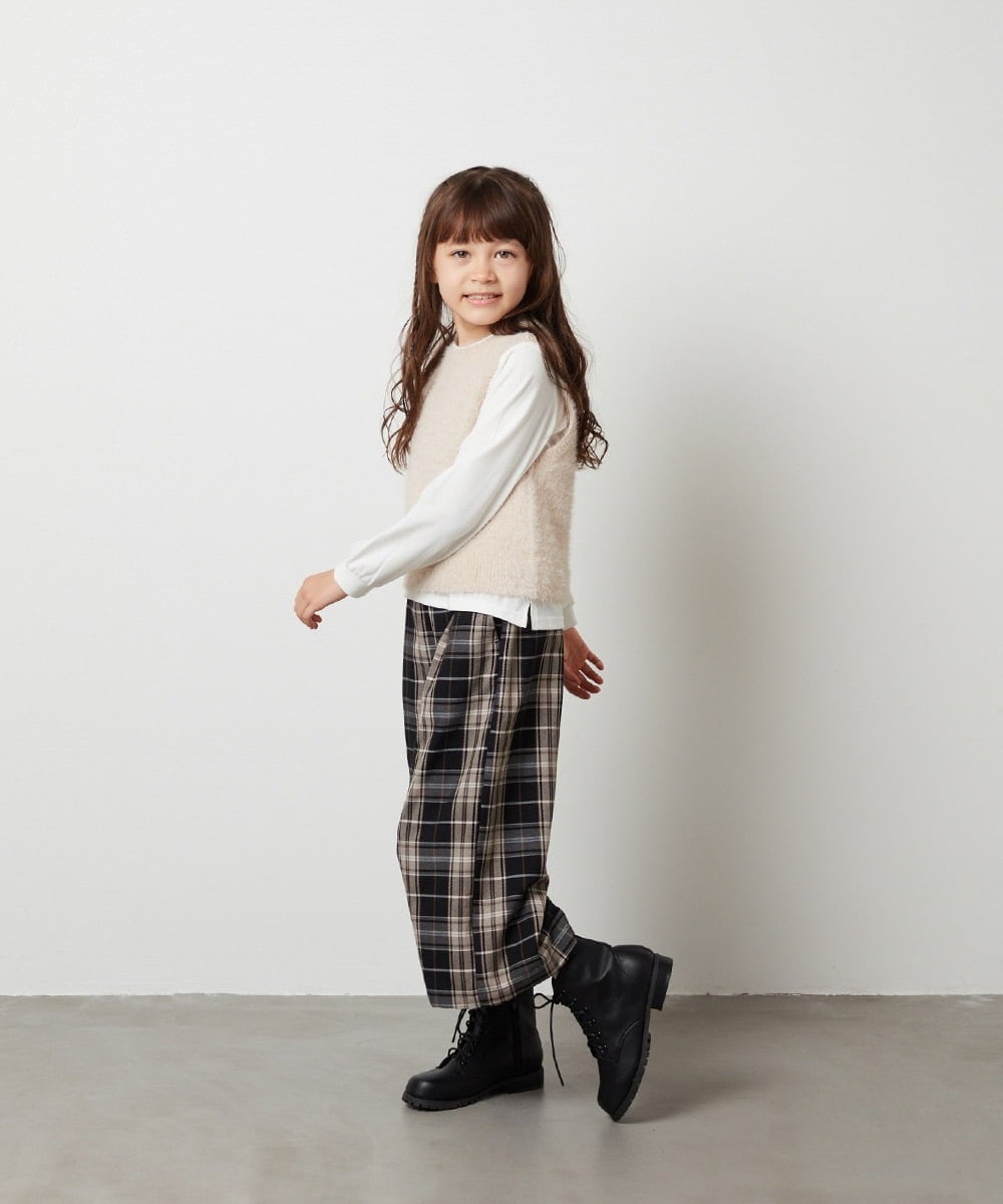 KJFKU44049 a.v.v KIDS(アー・ヴェ・ヴェ) [160]【2点セット】フェザーヤーンニットベストセット ベージュ