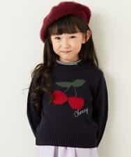 KJFLD11029 a.v.v KIDS(アー・ヴェ・ヴェ) [100-130]【洗える】モチーフインターシャニット[WEB限定サイズ] ネイビー