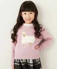 KJFLD11029 a.v.v KIDS(アー・ヴェ・ヴェ) [100-130]【洗える】モチーフインターシャニット[WEB限定サイズ] ラベンダー
