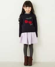KJFLD11029 a.v.v KIDS(アー・ヴェ・ヴェ) [100-130]【洗える】モチーフインターシャニット[WEB限定サイズ] ラベンダー