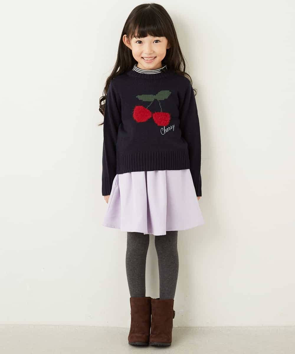 KJFLD11029 a.v.v KIDS(アー・ヴェ・ヴェ) [100-130]【洗える】モチーフインターシャニット[WEB限定サイズ] ラベンダー