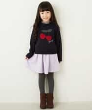 KJFLD11029 a.v.v KIDS(アー・ヴェ・ヴェ) [100-130]【洗える】モチーフインターシャニット[WEB限定サイズ] ラベンダー