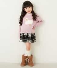 KJFLD11029 a.v.v KIDS(アー・ヴェ・ヴェ) [100-130]【洗える】モチーフインターシャニット[WEB限定サイズ] ラベンダー