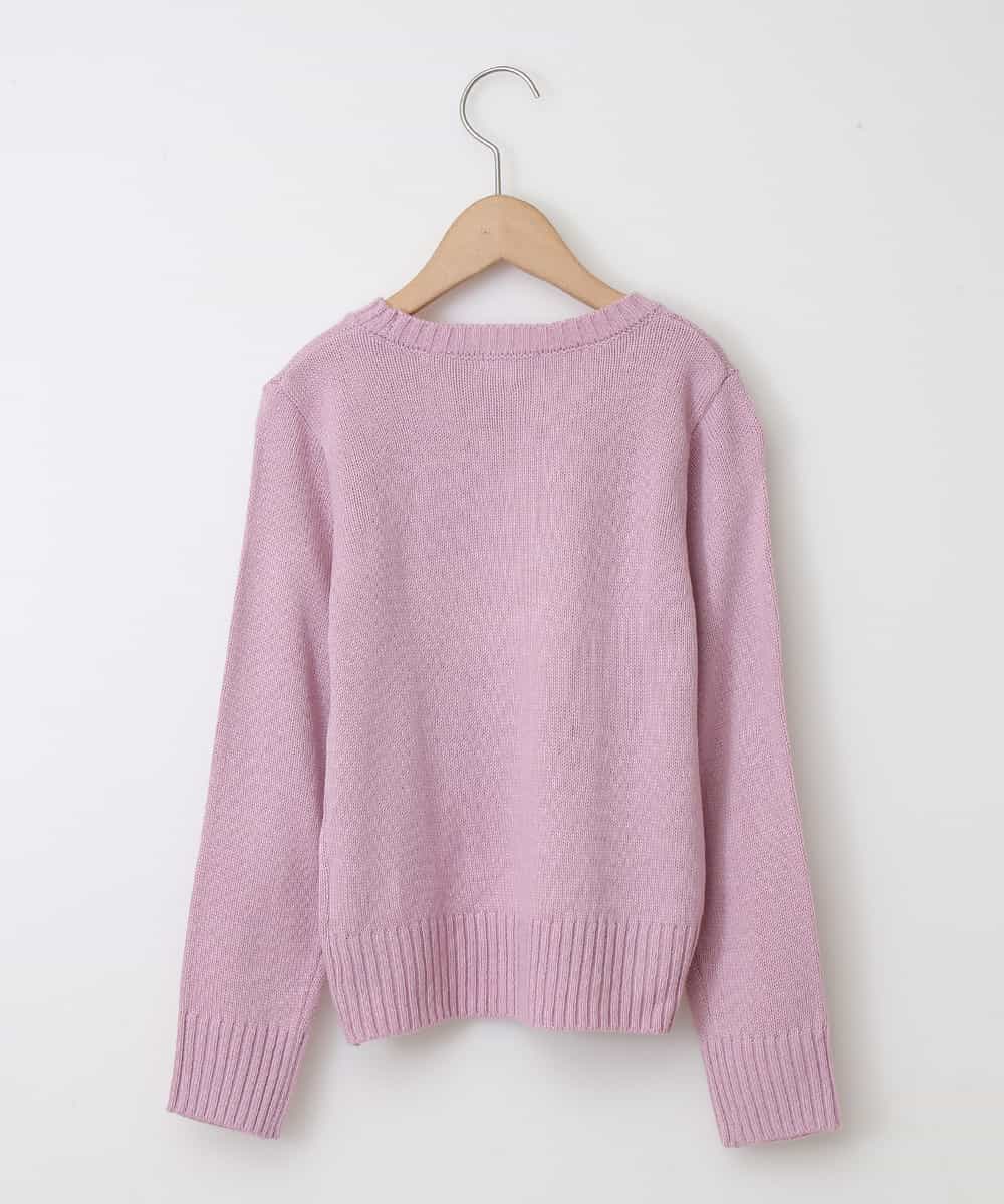 KJFLD11029 a.v.v KIDS(アー・ヴェ・ヴェ) [100-130]【洗える】モチーフインターシャニット[WEB限定サイズ] ラベンダー