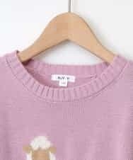 KJFLD11029 a.v.v KIDS(アー・ヴェ・ヴェ) [100-130]【洗える】モチーフインターシャニット[WEB限定サイズ] ラベンダー