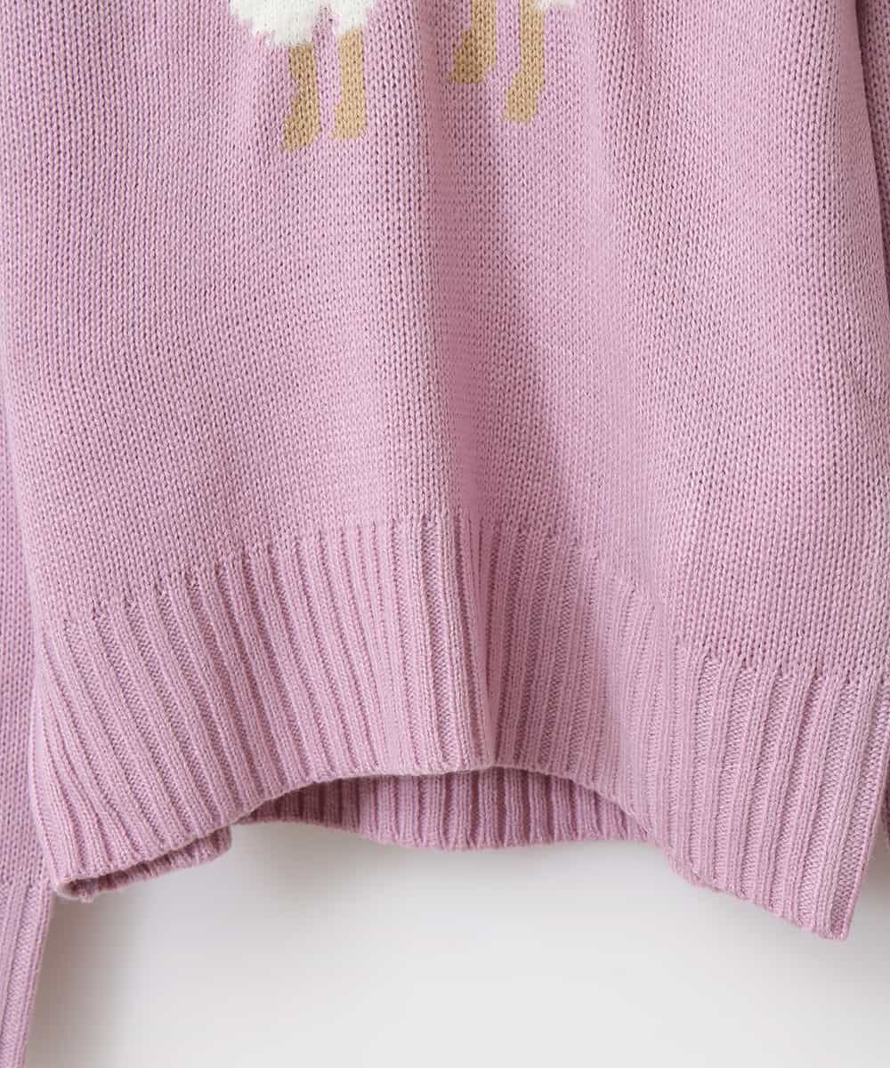 KJFLD11029 a.v.v KIDS(アー・ヴェ・ヴェ) [100-130]【洗える】モチーフインターシャニット[WEB限定サイズ] ラベンダー