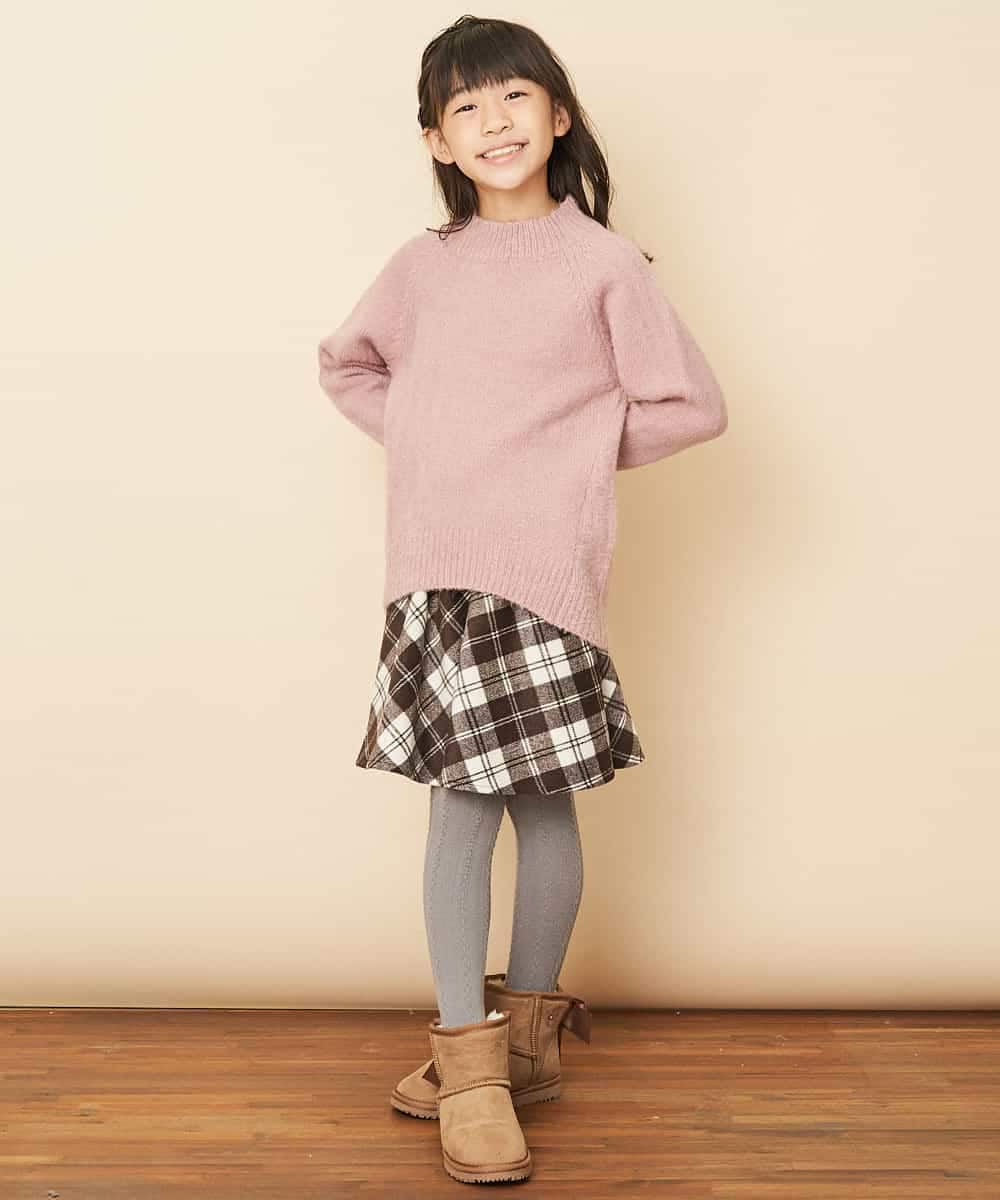 KJFLJ10024 a.v.v KIDS(アー・ヴェ・ヴェ) [100-130]【洗える】もちもちハイネックニット[WEB限定サイズ] ピンク