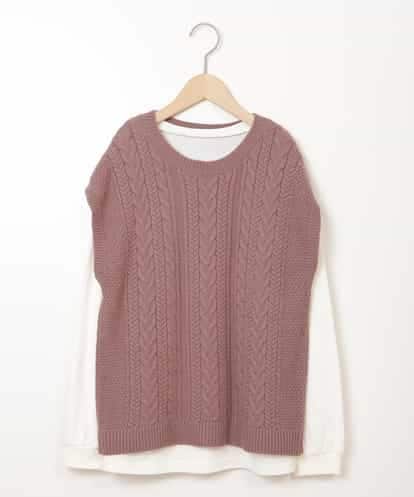 KJFLM61034 a.v.v KIDS [100-130]【2点セット】バックスリットケーブルニットベストロンＴセット