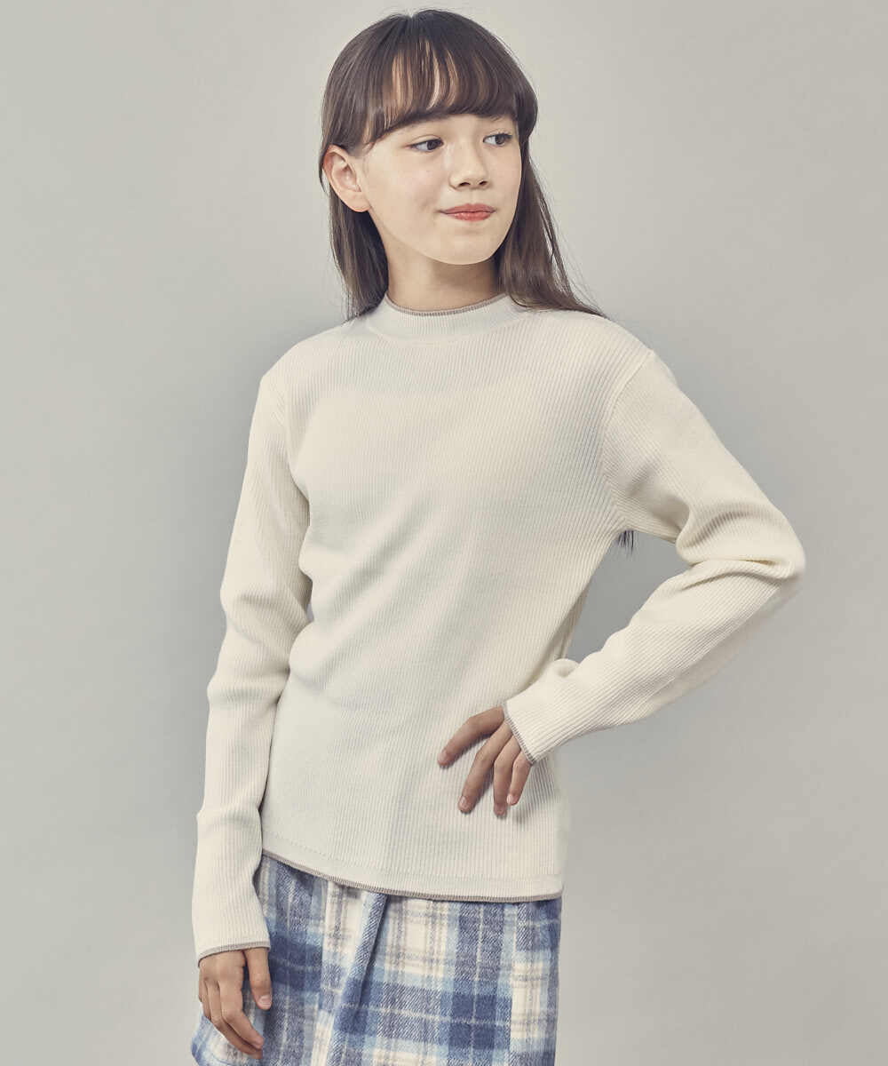 KJFLP61024 a.v.v KIDS(アー・ヴェ・ヴェ) [100-130]プチハイネック配色ニット ブラック