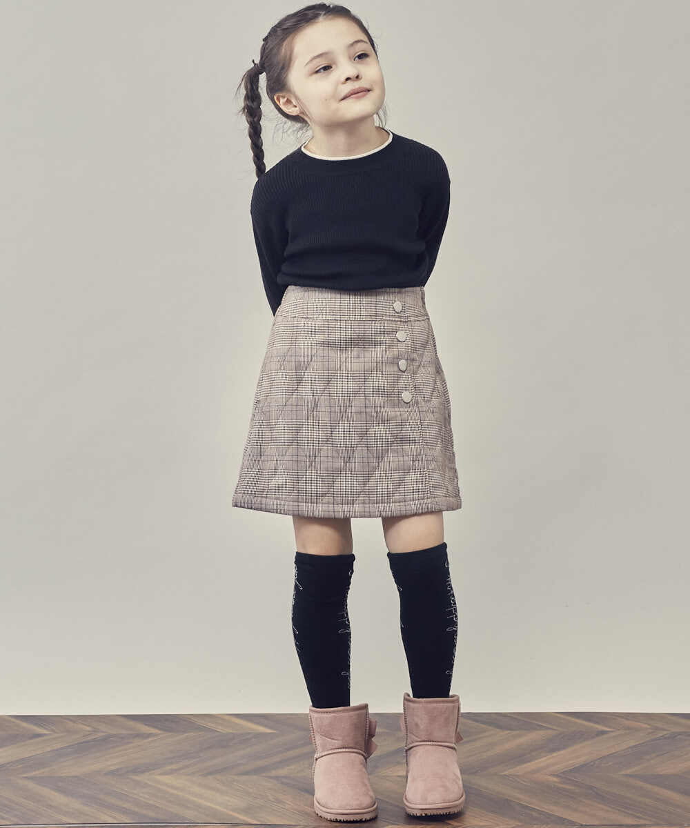 KJFLP61024 a.v.v KIDS(アー・ヴェ・ヴェ) [100-130]プチハイネック配色ニット ブラック