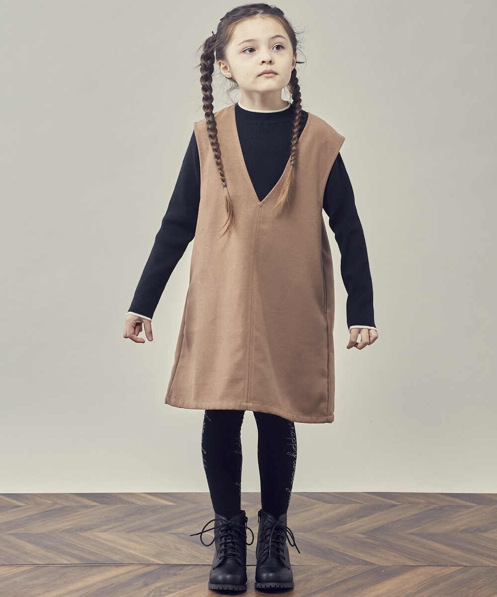 KJFLP61024 a.v.v KIDS(アー・ヴェ・ヴェ) [100-130]プチハイネック配色ニット ブラック