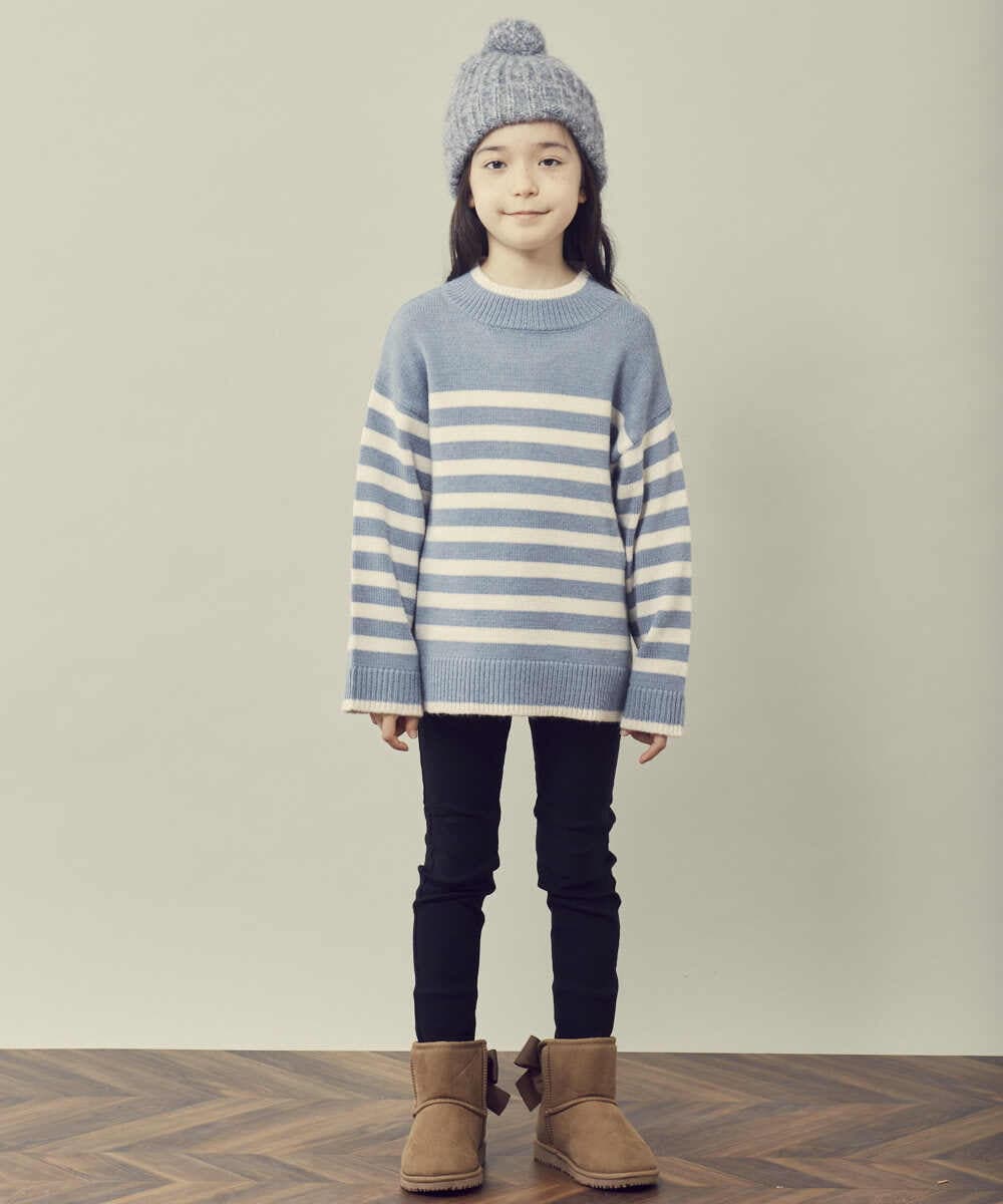KJFLP64034 a.v.v KIDS(アー・ヴェ・ヴェ) [120-130]ボーダーニット ライトブルー