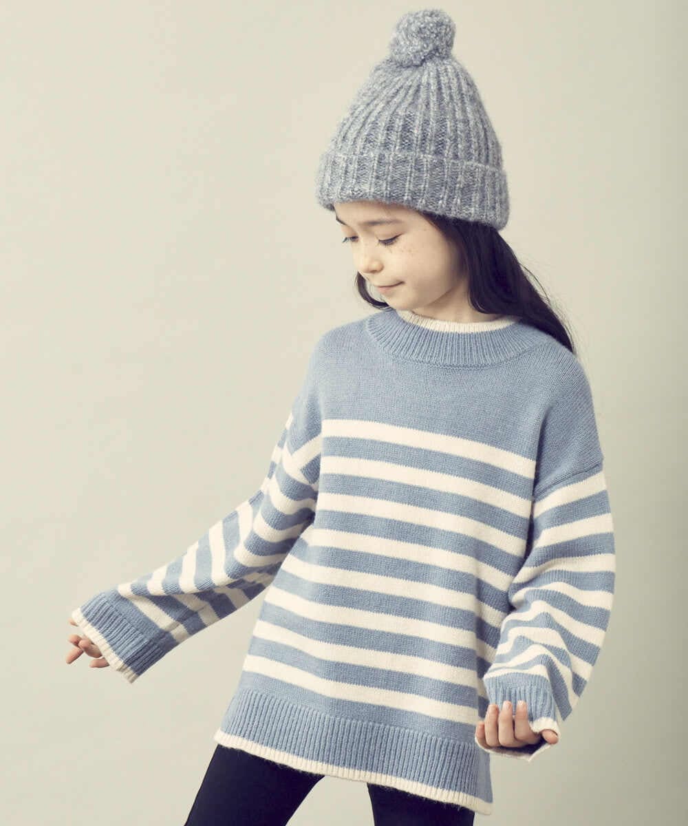 KJFLP64034 a.v.v KIDS(アー・ヴェ・ヴェ) [120-130]ボーダーニット ライトブルー