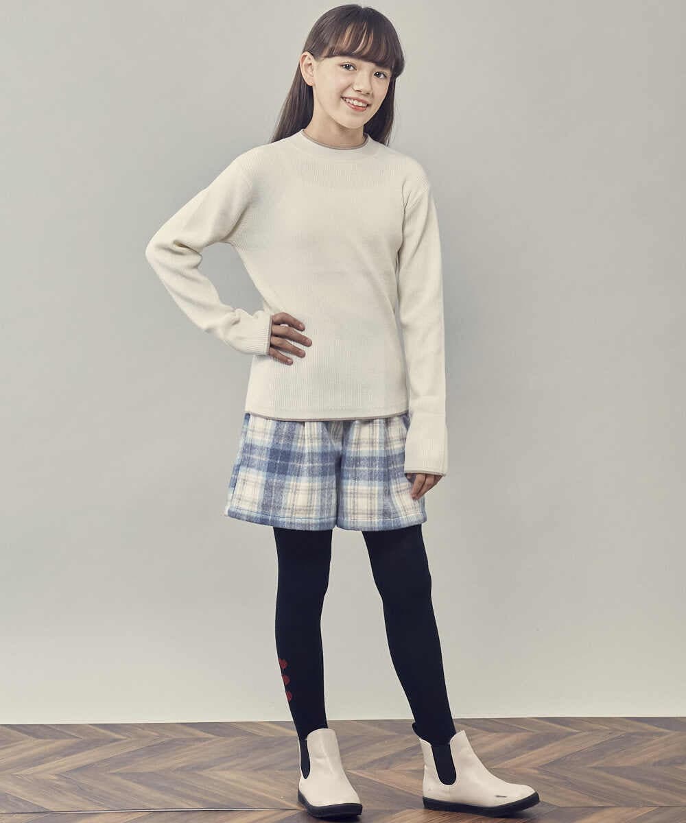 KJFLR61034 a.v.v KIDS(アー・ヴェ・ヴェ) [160]プチハイネック配色ニット ホワイト