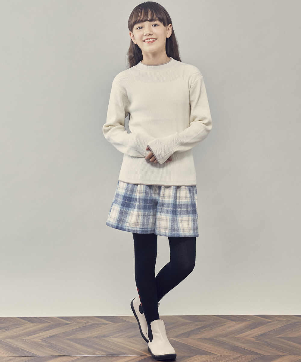 KJFLR61034 a.v.v KIDS(アー・ヴェ・ヴェ) [160]プチハイネック配色ニット ホワイト