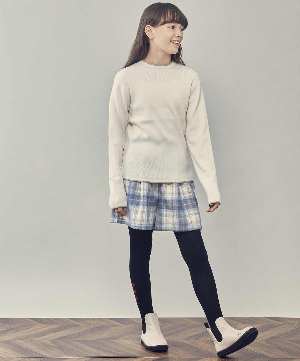 KJFLR61034 a.v.v KIDS(アー・ヴェ・ヴェ) [160]プチハイネック配色ニット ホワイト