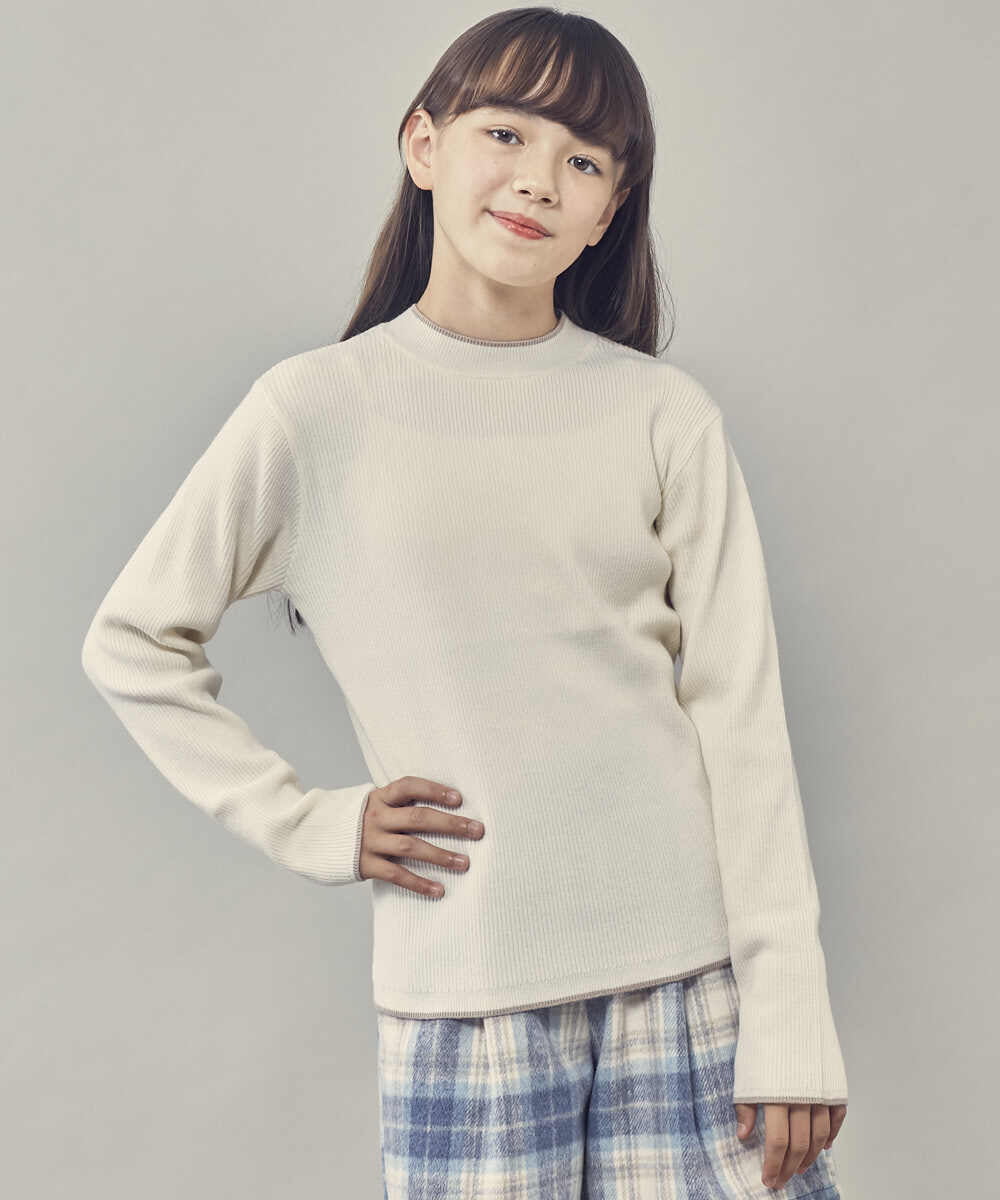 KJFLR61034 a.v.v KIDS(アー・ヴェ・ヴェ) [160]プチハイネック配色ニット ホワイト