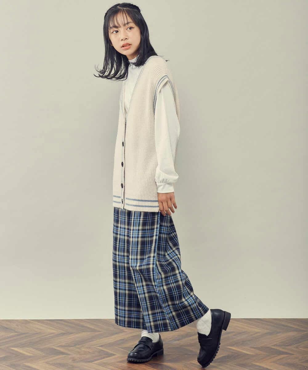KJFLR62049 a.v.v KIDS(アー・ヴェ・ヴェ) [160]プチハイネックチルデンニットベストセット アイボリー
