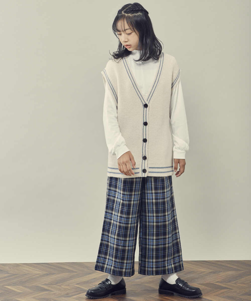 KJFLR62049 a.v.v KIDS(アー・ヴェ・ヴェ) [160]プチハイネックチルデンニットベストセット アイボリー