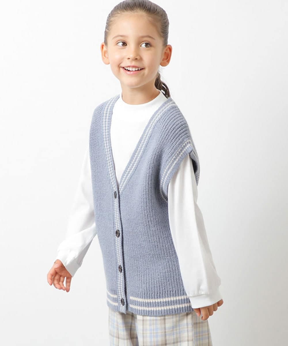 KJFLR62049 a.v.v KIDS(アー・ヴェ・ヴェ) [160]プチハイネックチルデンニットベストセット アイボリー