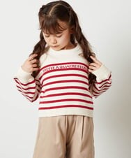 KJFLS60029 a.v.v KIDS(アー・ヴェ・ヴェ) [100-130]ロゴ＆ボーダーニット レッド