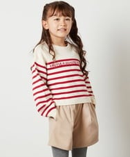 KJFLS60029 a.v.v KIDS(アー・ヴェ・ヴェ) [100-130]ロゴ＆ボーダーニット レッド