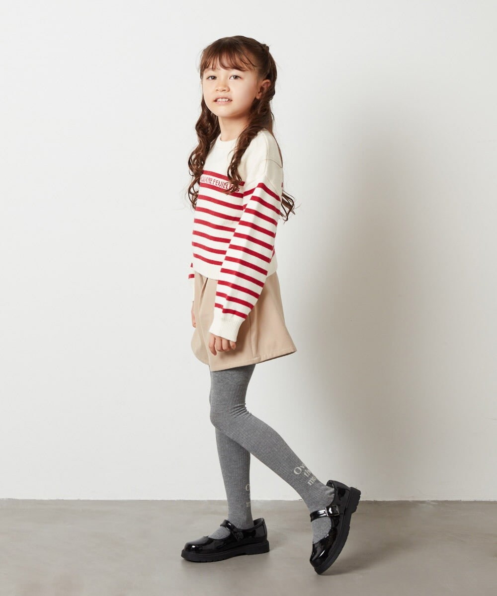 KJFLS60029 a.v.v KIDS(アー・ヴェ・ヴェ) [100-130]ロゴ＆ボーダーニット レッド