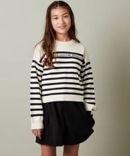 KJFLS60029 a.v.v KIDS(アー・ヴェ・ヴェ) [100-130]ロゴ＆ボーダーニット レッド
