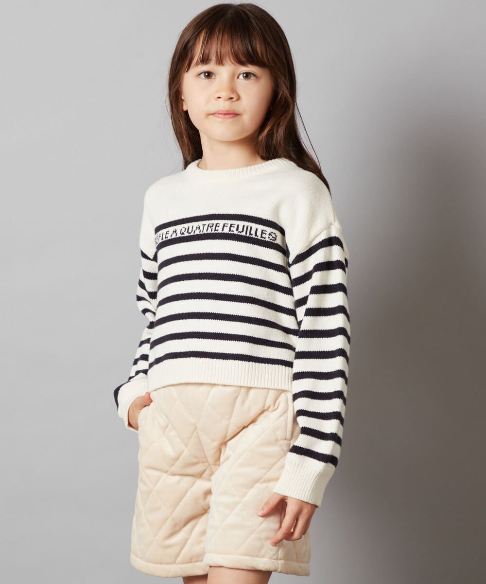 KJFLS60029 a.v.v KIDS(アー・ヴェ・ヴェ) [100-130]ロゴ＆ボーダーニット レッド