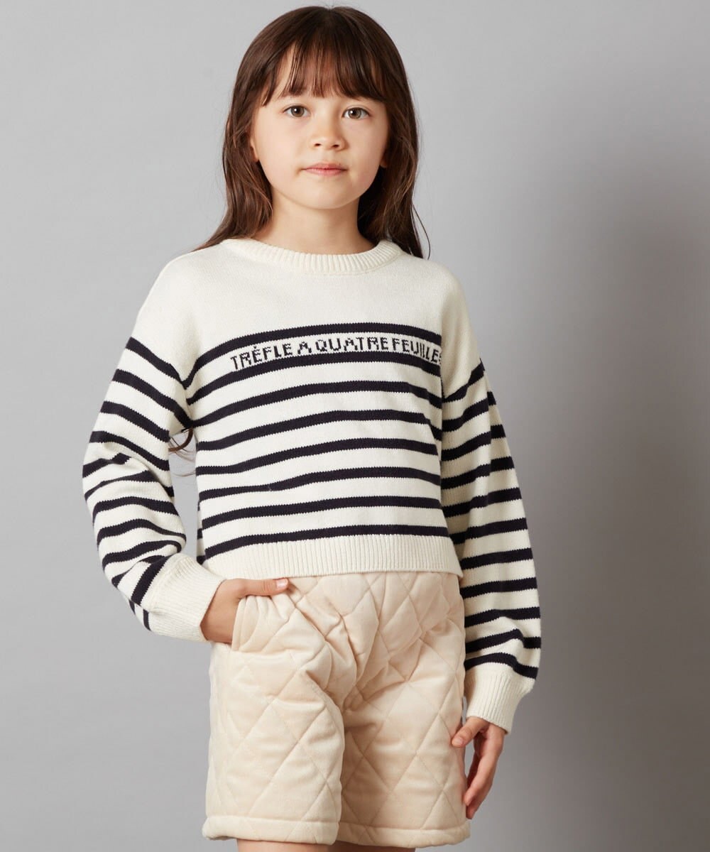 KJFLS60029 a.v.v KIDS(アー・ヴェ・ヴェ) [100-130]ロゴ＆ボーダーニット レッド
