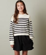 KJFLS60029 a.v.v KIDS(アー・ヴェ・ヴェ) [100-130]ロゴ＆ボーダーニット レッド