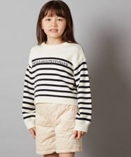 KJFLS60029 a.v.v KIDS(アー・ヴェ・ヴェ) [100-130]ロゴ＆ボーダーニット レッド