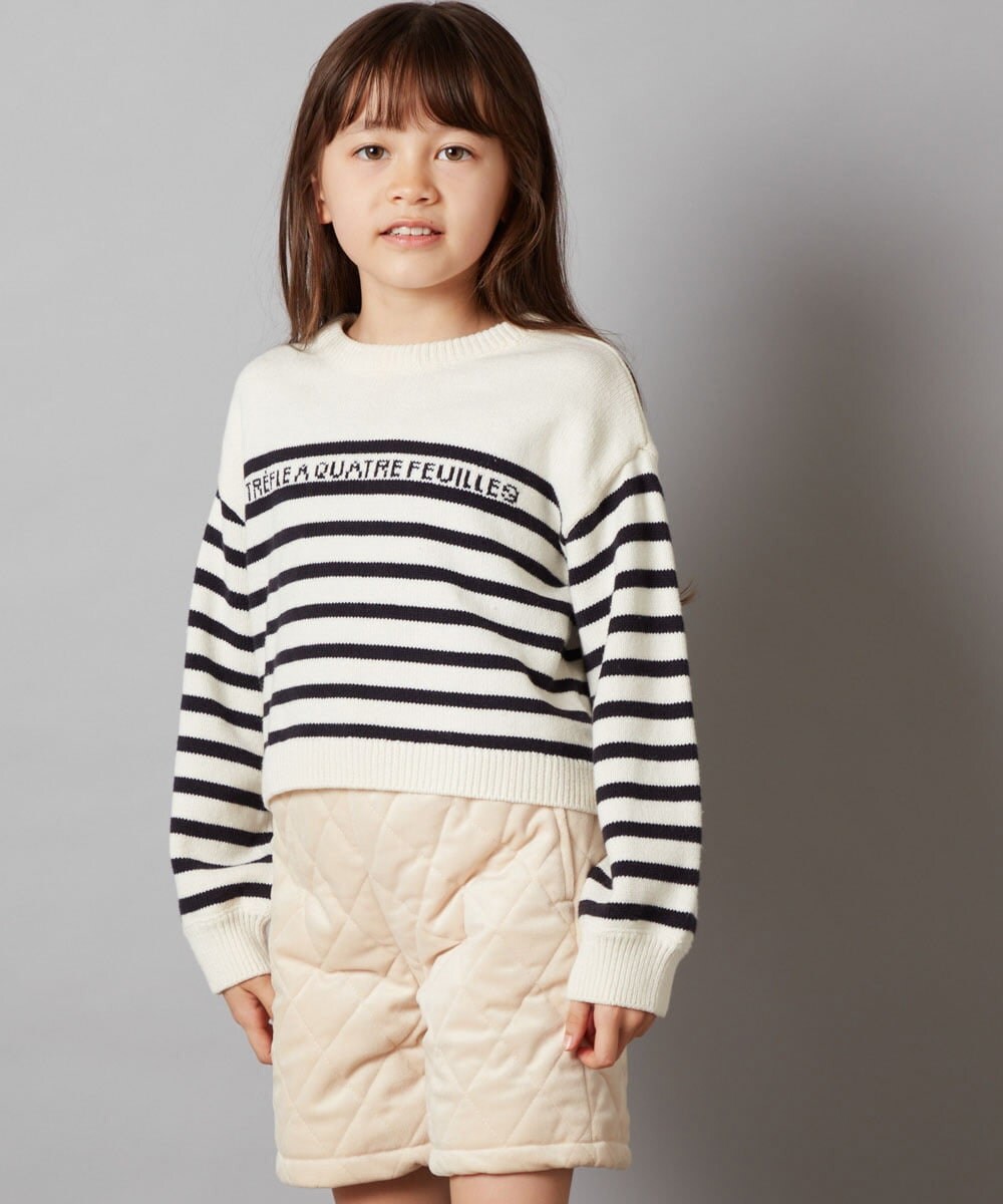 KJFLS60029 a.v.v KIDS(アー・ヴェ・ヴェ) [100-130]ロゴ＆ボーダーニット レッド
