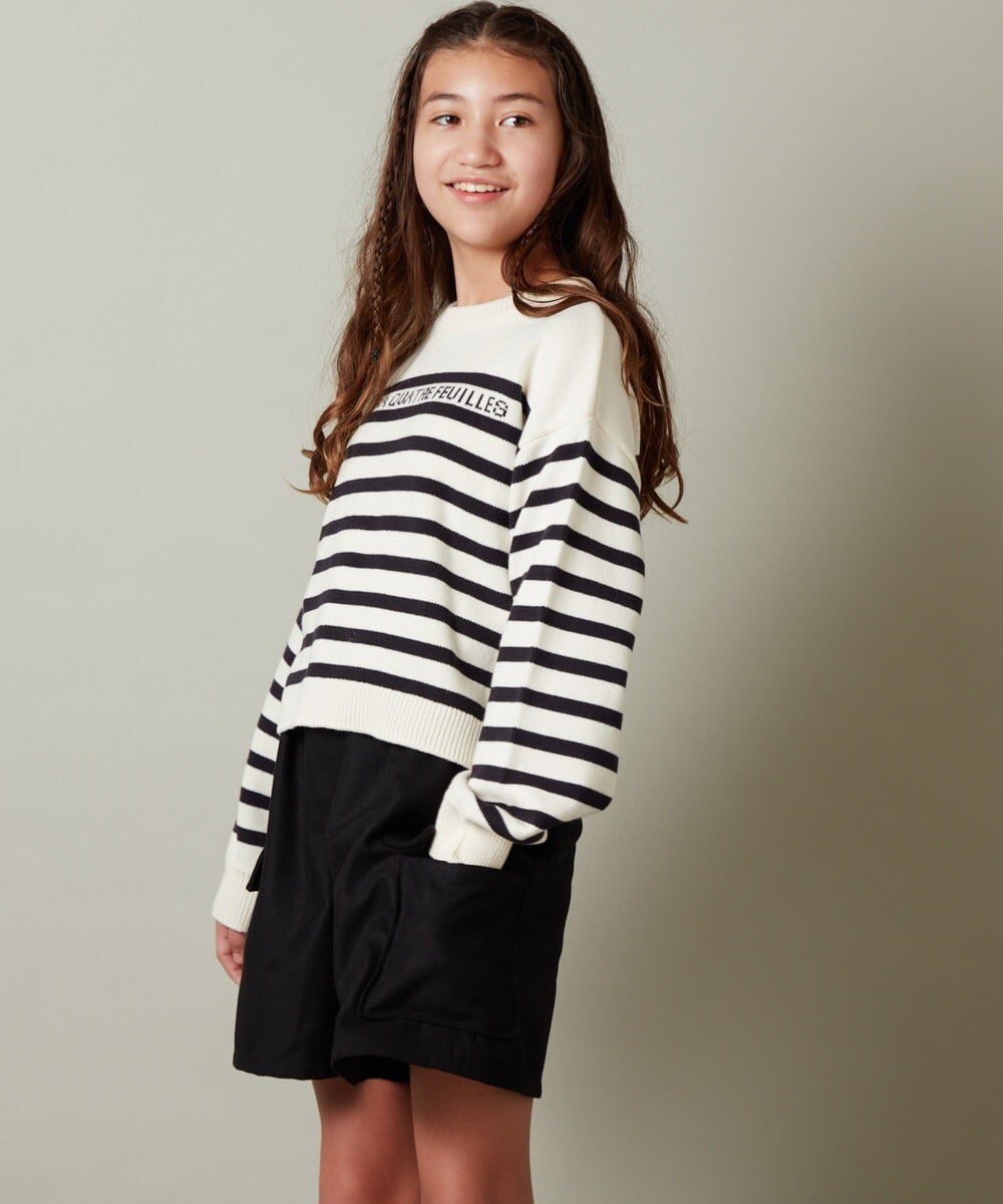KJFLS60029 a.v.v KIDS(アー・ヴェ・ヴェ) [100-130]ロゴ＆ボーダーニット レッド