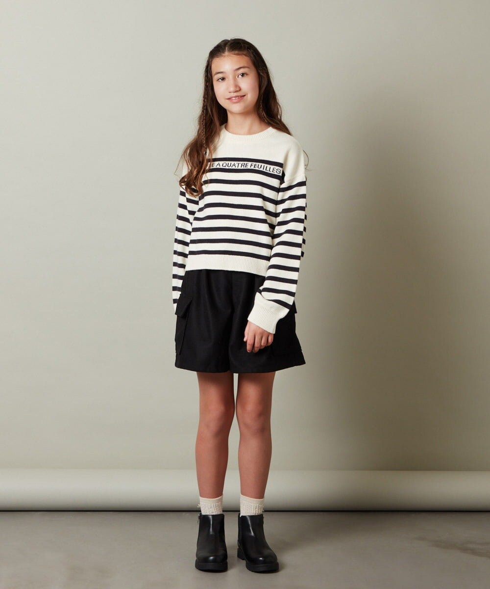 KJFLS60029 a.v.v KIDS(アー・ヴェ・ヴェ) [100-130]ロゴ＆ボーダーニット レッド
