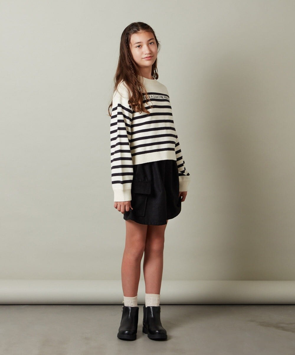 KJFLS60029 a.v.v KIDS(アー・ヴェ・ヴェ) [100-130]ロゴ＆ボーダーニット レッド