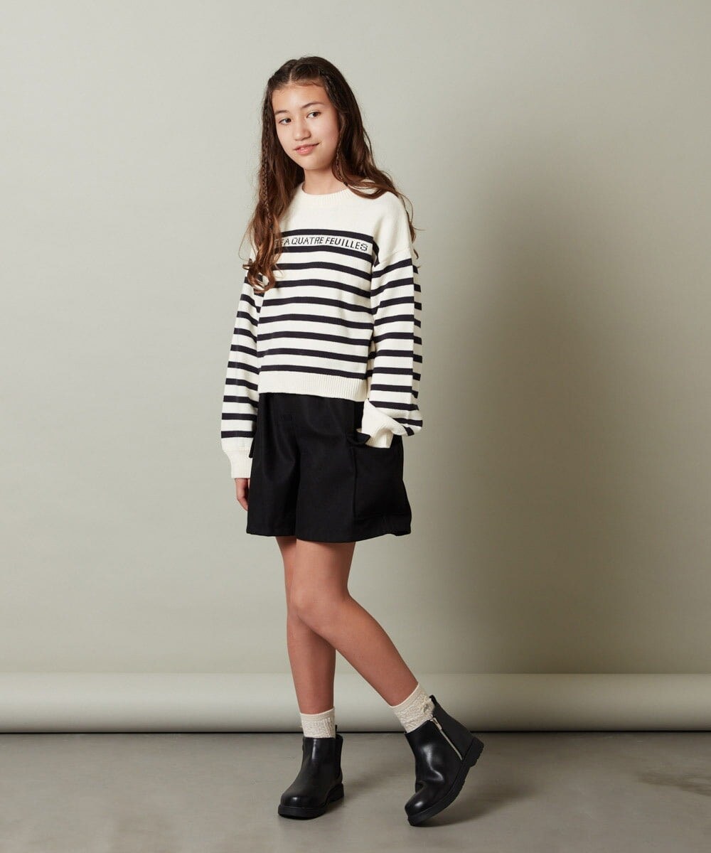 KJFLS60029 a.v.v KIDS(アー・ヴェ・ヴェ) [100-130]ロゴ＆ボーダーニット レッド